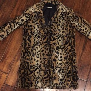 Anthropologie Leopard Faux Fur Coat M